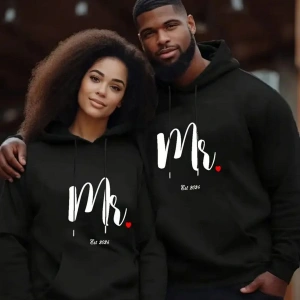 Siyah Kapşonlu Sweatshirt Çift Sevgili Kombinleri Couple Clothing
