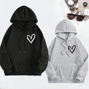 Siyah Kapşonlu Sweatshirt Çift Sevgili Kombinleri Couple Clothing