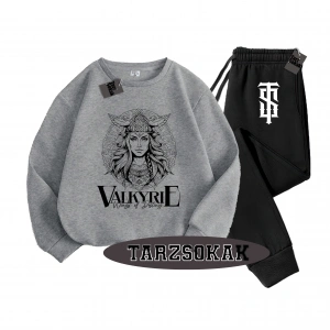 Siyah Kapşonlu Valkyrıe Detaylı ikili TAKIM