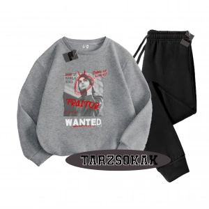 Siyah Kapşonlu Wanted Detaylı ikili TAKIM