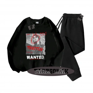 Siyah Kapşonlu Wanted Detaylı ikili TAKIM