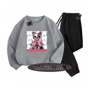 Siyah Kapşonlu Where Everday Detaylı ikili TAKIM