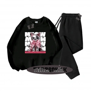 Siyah Kapşonlu Where Everday Detaylı ikili TAKIM