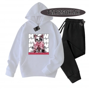 Siyah Kapşonlu Where Everday Detaylı ikili TAKIM