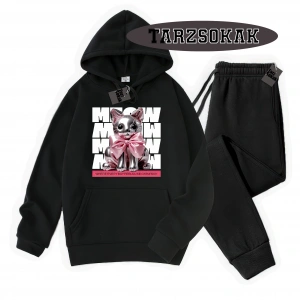 Siyah Kapşonlu Where Everday Detaylı ikili TAKIM