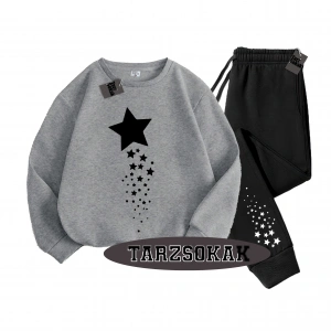Siyah Kapşonlu Yıldız Detaylı ikili TAKIM