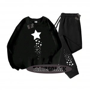Siyah Kapşonlu Yıldız Detaylı ikili TAKIM