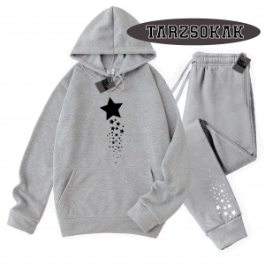 Siyah Kapşonlu Yıldız Detaylı ikili TAKIM