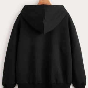 Siyah Kapüşonlu Fermuarlı Sweatshirt