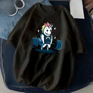 Siyah Kedi Halter baskılı Çalışma Komik Spor Salonu Tasarım Etiket Grafik li T