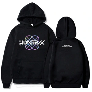 Siyah KPop Demon Hunters Huntrix Logosu Hoodie Film, Kaza