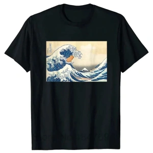 Siyah lar için baskılı Komik Kapibara TShirtRetro Desen Yaz Yuvarla