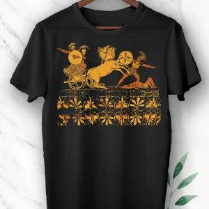 Siyah Mitoloji Truva Prensi Hektor Baskılı Unısex Tişört