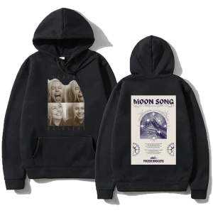 Siyah Moda rahat Hoodies Phoebe bripocket Indie halk Unisex Hoody ile boy yönlü y