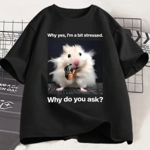 Siyah Neden Bu Kadar Stres Komik Baskı Weirdcore Unhinged Hayvan Fare Gra