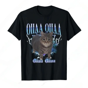 Siyah OIIAA OIIAA Komik Dönen Kedi Meme Mizah Kedi Beyinrot Komik Hakim Tee