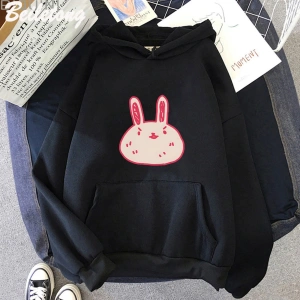 Siyah Omori Hoddie Kawaii TavşanHoodies Harajuku Modalar