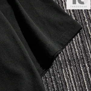 Siyah Örme Erkek Komik Baskılı Yuvarlak Yaka Kısa Kollu Tişört