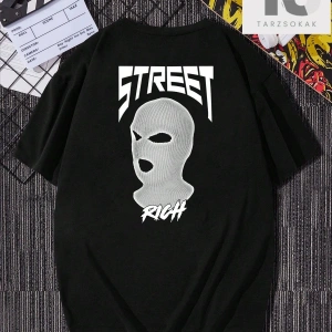 Siyah Örme Erkek Yuvarlak Yaka Düşük Omuz Tişört