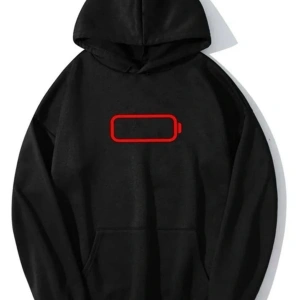 Siyah Oversize Baskılı Pamuklu Kapşonlu Kanguru Cepli Unisex Sweatshirt