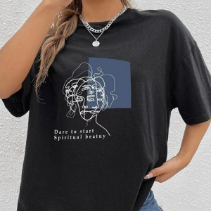 Siyah Oversize Brooklyn 1898 Baskılı Bisiklet Yaka Kapşonsuz Pamuklu Sweatshirt