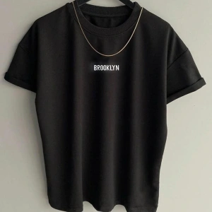 Siyah Oversıze Brooklyn Baskılı Bisiklet Yaka Unisex T-shirt