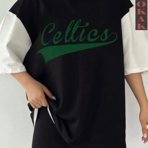 Siyah Oversize Çift Renk CEL  Baskılı Unisex Tshirt