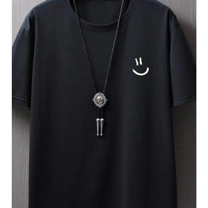 Siyah Oversize Minimal Baskılı Tshirt