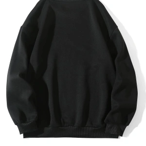 Siyah Painias Baskılı Oversize Bisiklet Yaka Sweatshirt