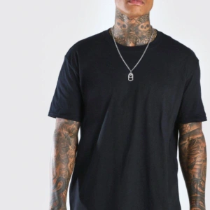 Siyah Paris Baskılı Oversize Bisiklet Yaka T-shirt