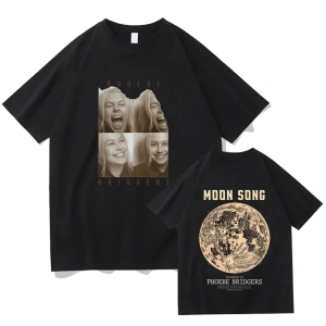 Siyah Phoebe Bridgers Saf lu Ay Şarkısı Grafik Tees Y2K Yuvarlak Boyun Emo Halk R