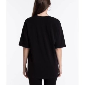 Siyah Renkli, Düz, Kısa Kollu Boyfriend Örme T-shirt
