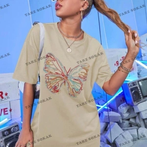 Siyah Renkli Kelebek Logo Oversize