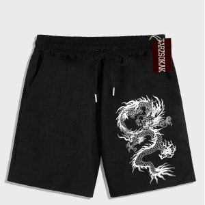 Siyah Şort KOD Trend EMRG Erkek Ejderha Baskılı