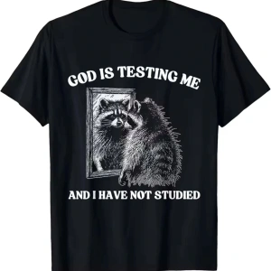 Siyah Tanrı Bana Test Ediyorum ve Çalışmıyorum Rakun Haikyuu Yuvarlak Yaka B