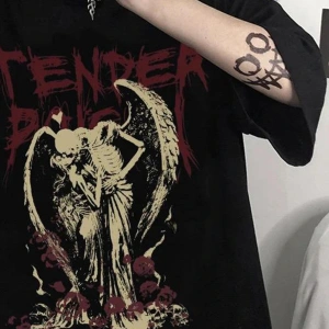 Siyah Tender Skeleton Angel Couple T-shirt Rbts410229