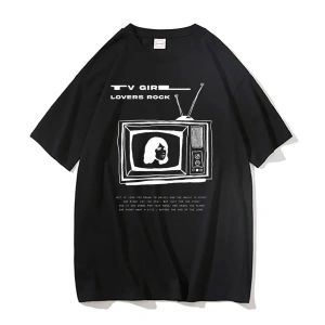 Siyah TV Tshirt Unisex Fransız Çıkış Albümü Hediye Indie Müzik Fan Tee Severler Rock Ba