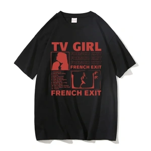 Siyah TV Tshirt Unisex Fransız Çıkış Albümü Hediye Indie Müzik Fan Tee Severler Rock Ba