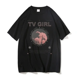 Siyah TV Tshirt Unisex Fransız Çıkış Albümü Hediye Indie Müzik Fan Tee Severler Rock Ba