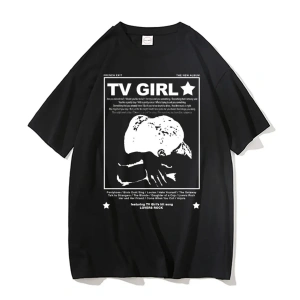 Siyah TV Tshirt Unisex Fransız Çıkış Albümü Hediye Indie Müzik Fan Tee Severler Rock Ba