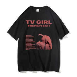 Siyah TV Tshirt Unisex Fransız Çıkış Albümü Hediye Indie Müzik Fan Tee Severler Rock Ba