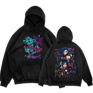 Siyah Unisex Arcane Jinx Boom Maymun Kapüşonlular video oyunu