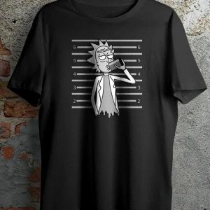 Siyah Unisex Rıck Baskı Oversıze Tshirt