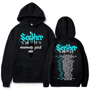 Siyah Unisex Streetweed Seether The Surface Seems So Far Albümü Kapüşonlularek Grafi