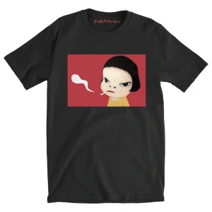 Siyah Yoshitomo Nara Gitar Yaz T Yeni Tees an Ücre