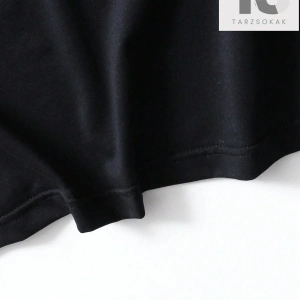 Siyah Yuvarlak Yaka Yazılı Baskılı Oversize Erkek Örme Tişört