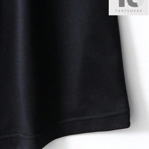 Siyah Yuvarlak Yaka Yazılı Baskılı Oversize Erkek Örme Tişört