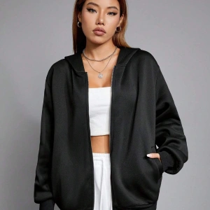 Skeleton & Letter Graphic Zip Up Hoodie Siyah