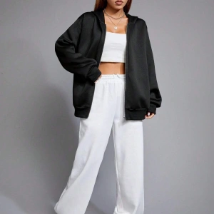 Skeleton & Letter Graphic Zip Up Hoodie Siyah