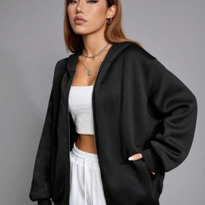 Skeleton & Letter Graphic Zip Up Hoodie Siyah